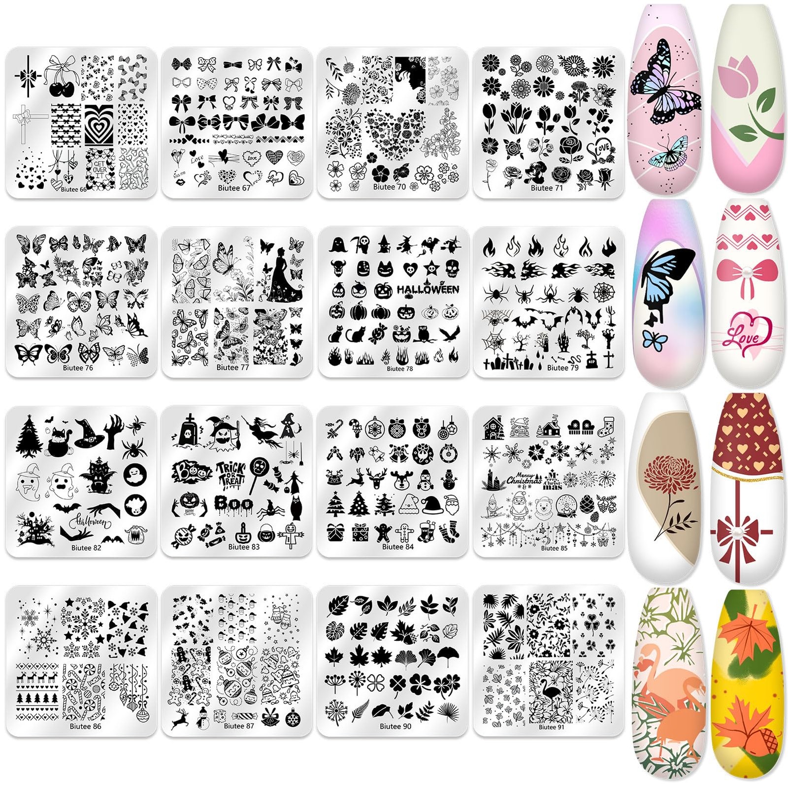 Biutee Nail Stamping Plate 20Pcs Nail Stamper Kit 16Pcs Nail Art Stamping Pla…