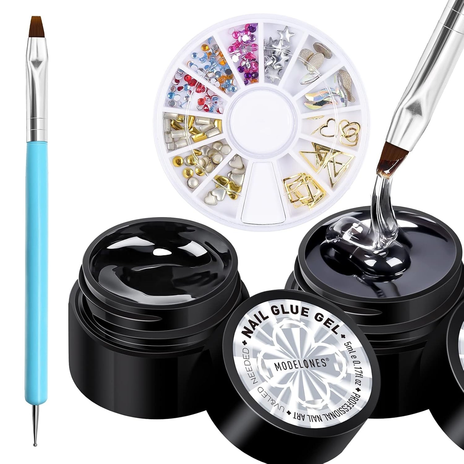Versatile Rhinestone Glue with Dual-Use Picker Brush – Perfect for Nail Art