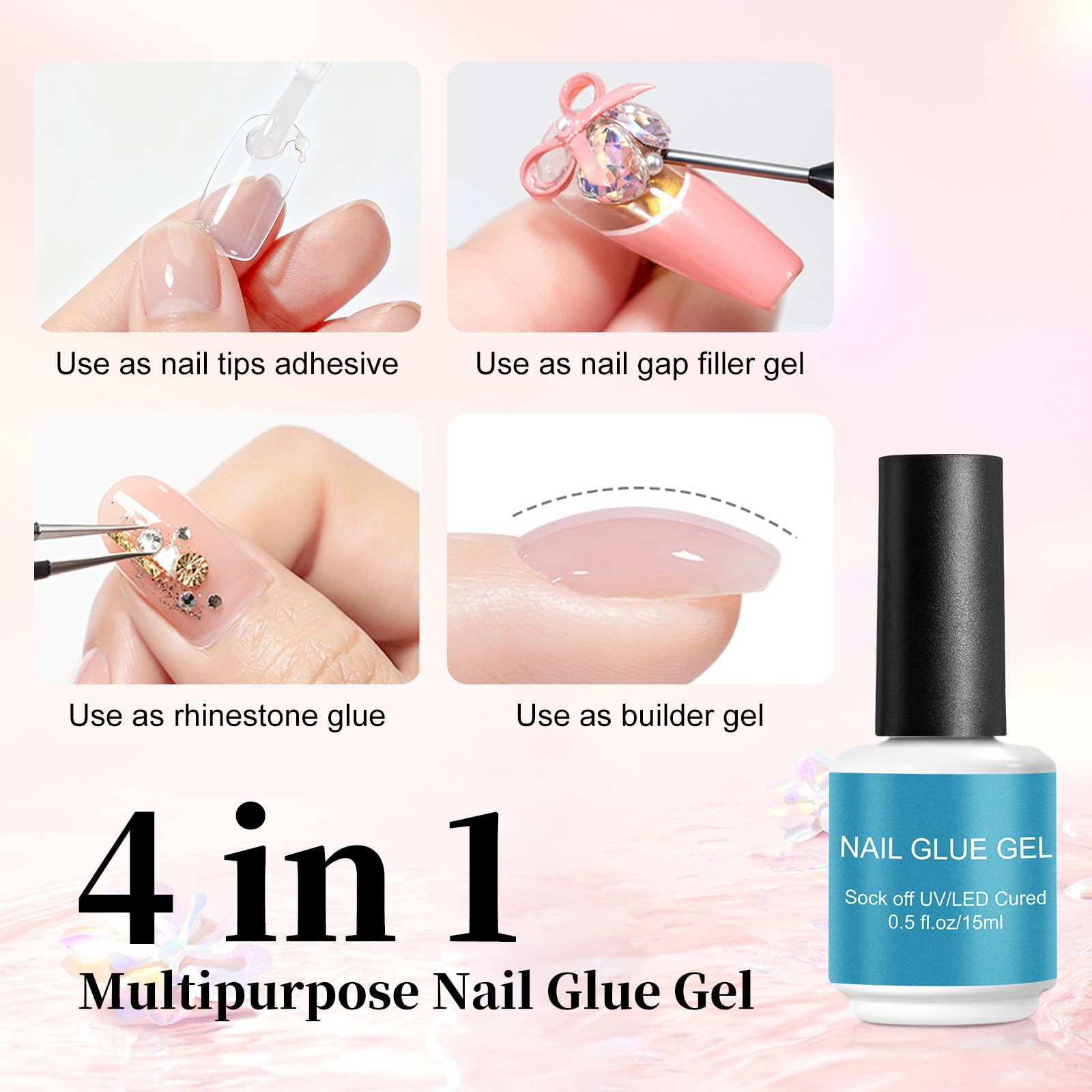 Nail Glue for Press On Nail Adhesive, Long Lasting Glue for False Nails & Tip…