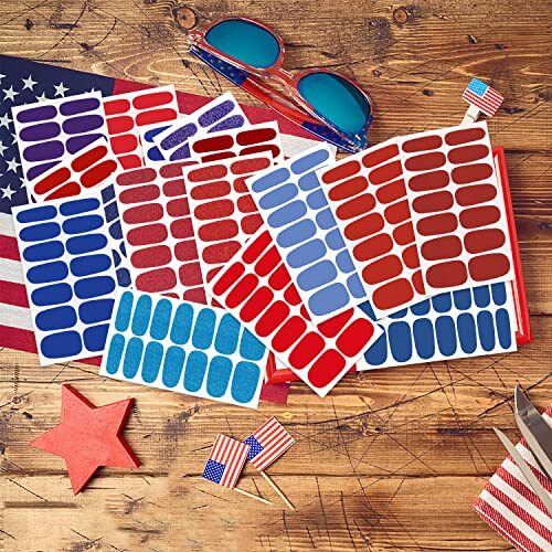 224 Pieces 16 Sheets 4th of July Nail Independence Day Nail Polish Strips-03
