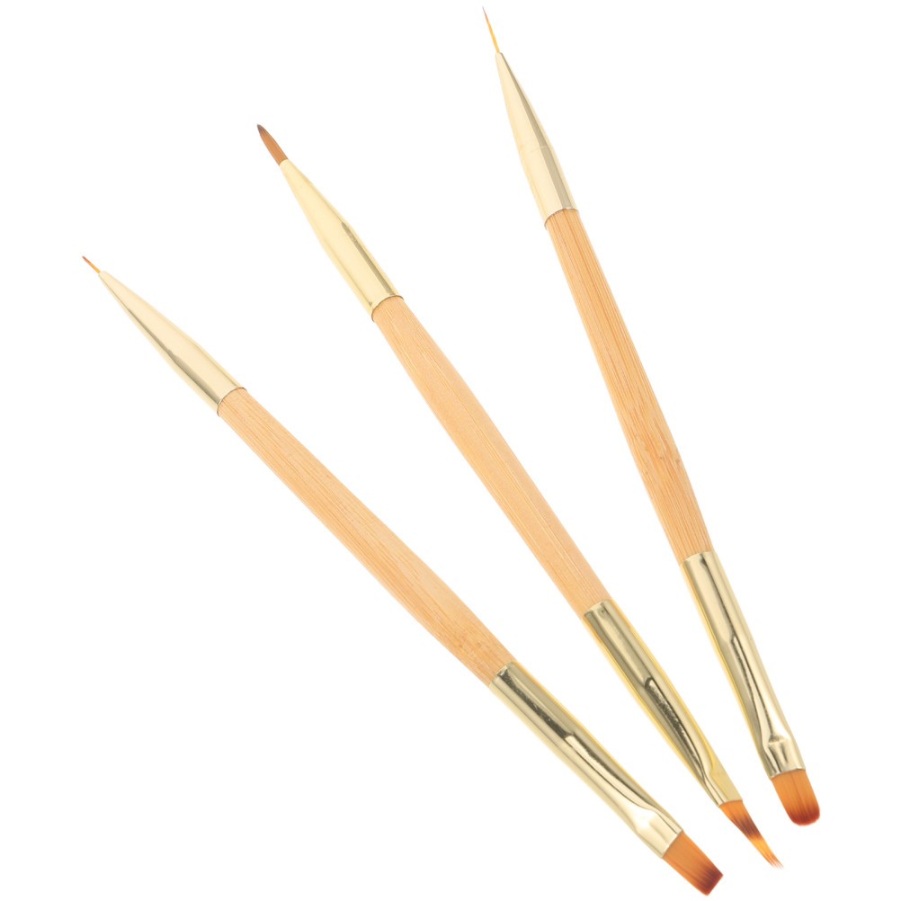 3Pcs Multi Functional Manicure Art Tools Khaki Nail Sculpting Brush Set