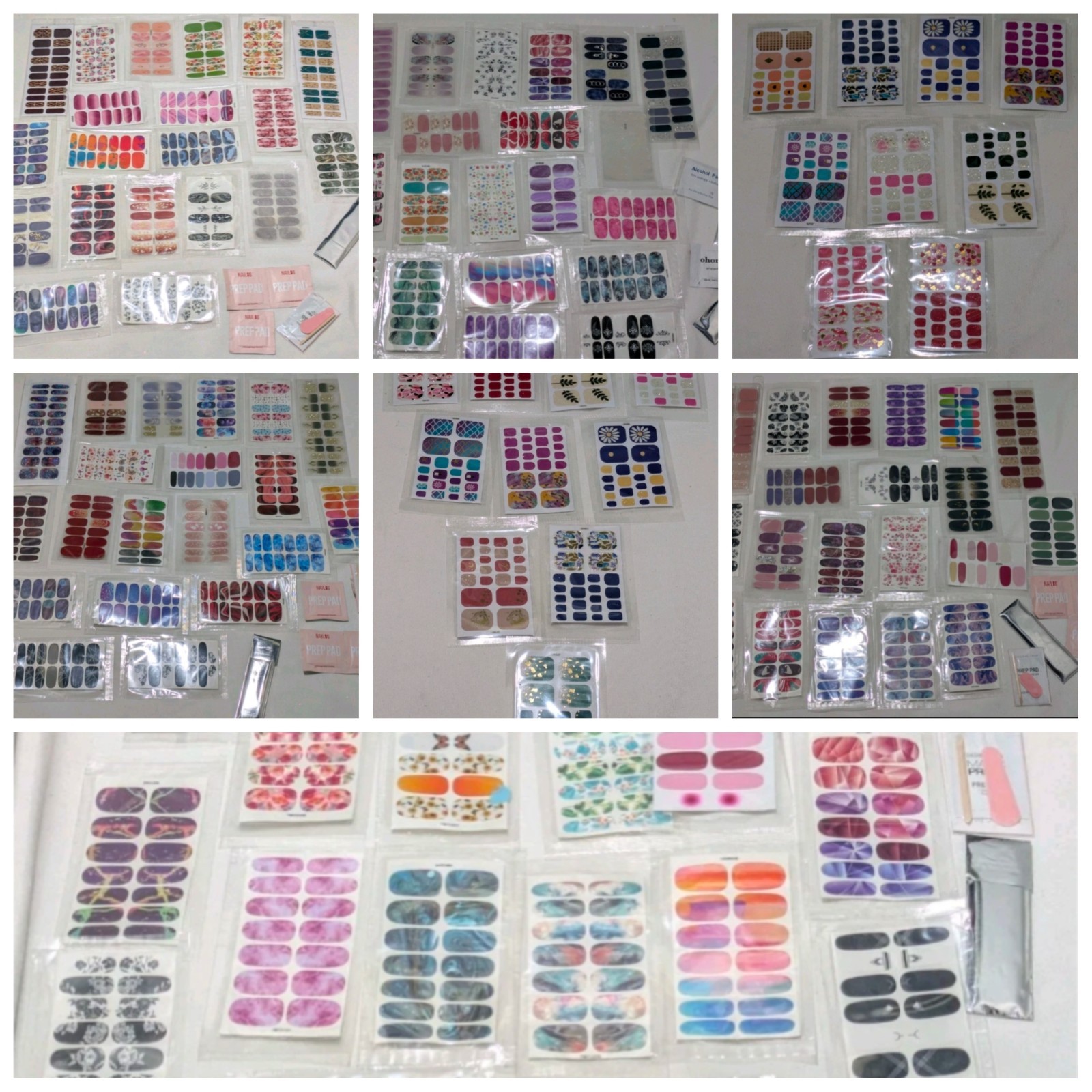 102 Sets Self-Adhesive Full Cover Nail Strips, Multicolor Glossy, Mixed Designs,