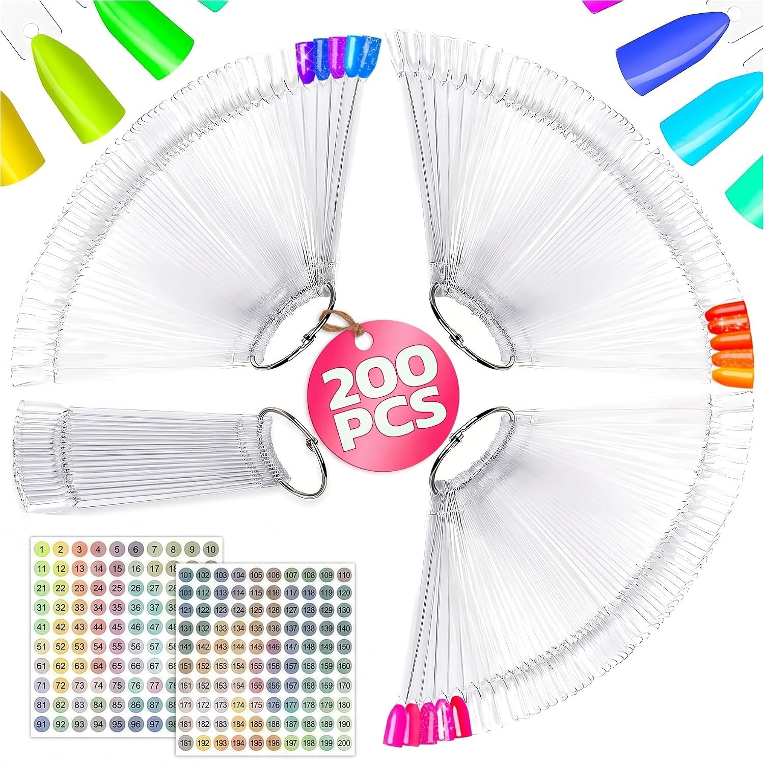 200 Pcs Nail Swatch Sticks – Clear Swatches for Gel Polish – Transparent Acrylic
