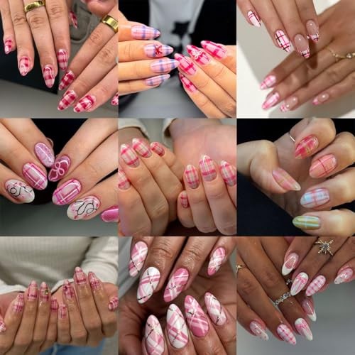 Plaid Nail Foil Transfer for Nails Art Pink Plaid Nail Stickers Transfer