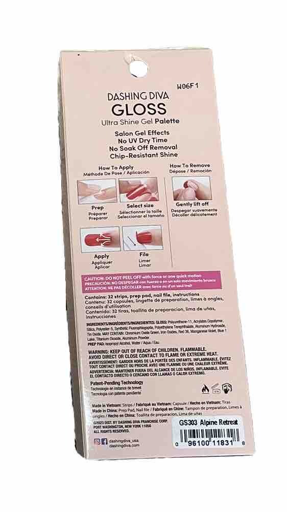 New~Dashing Diva Gloss Ultra Shine Gel Palette 32 Nail Strips, Alpine Retreat