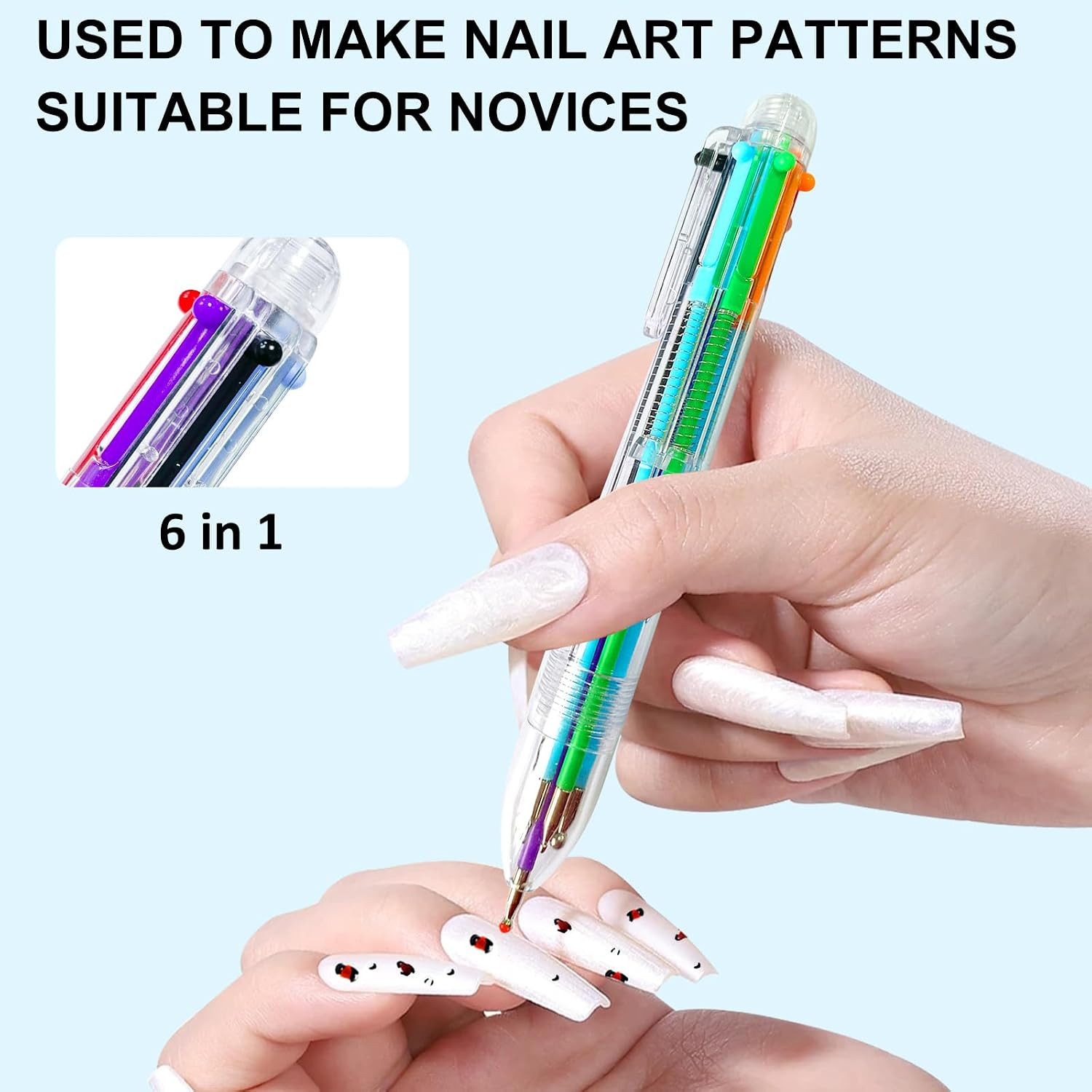 Nail Dotting Pen Nail Art 6 in 1 Dotting Tools in Ballpoint Pen Design Nail Art