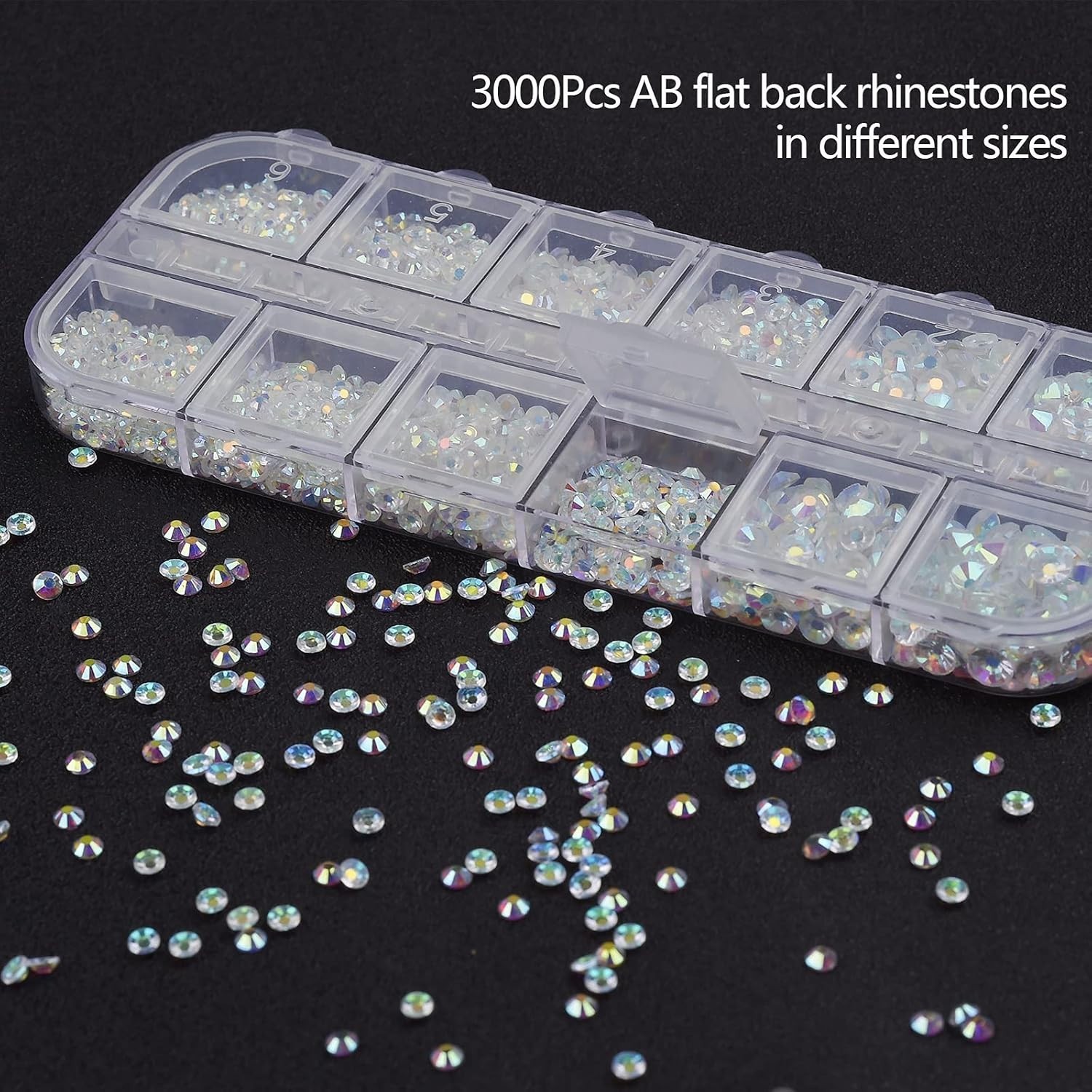 Nail Art Rhinestones Kit 2400Pcs Nail Gems Ab Flatback Rhinestones Gems Stones,