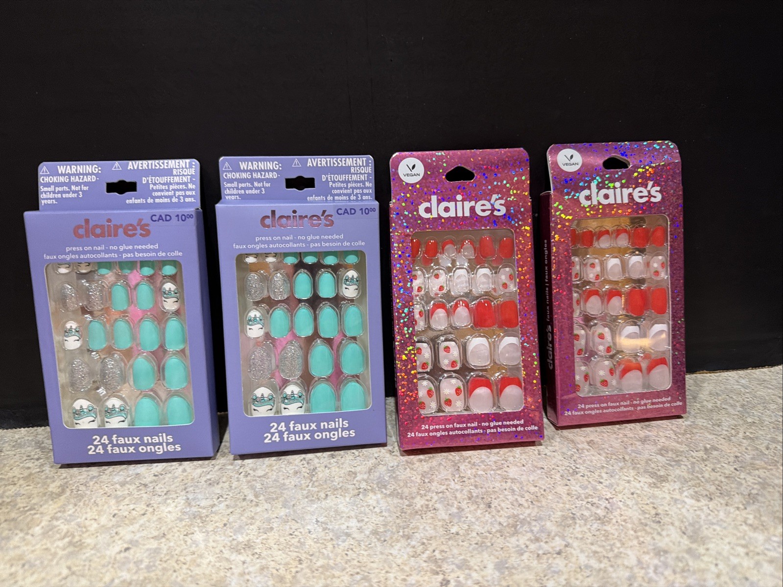 Bundle Value Set Of 4 Claire’s 24 Faux Nails (2 Designs)