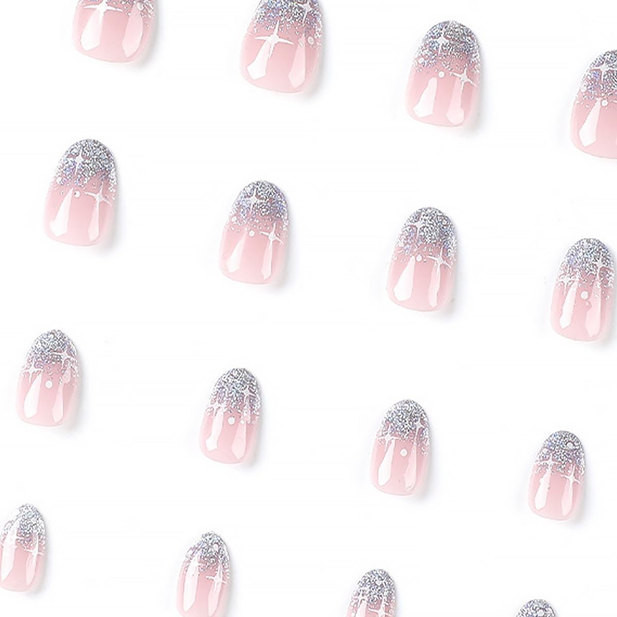 24Pcs petite press on nails Short Fake Nails 1 Ounce (Pack of 1), Multicolor