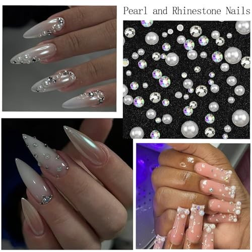 Clear Nail Art Rhinestones Charms Flatback Nail Pearls Rhinestones 01-Colorful