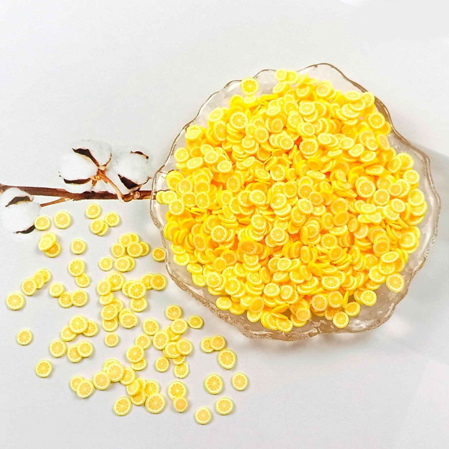 Lemon Fimo Slices, Nail Charms, 3D Nail Art, Polymer Clay Fruit Slices