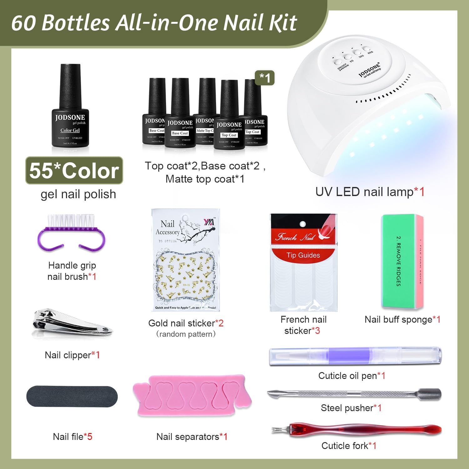 Kit De Esmalte De Unas Con Lampara UV Y 55 Colores Para Manicura De Regalo