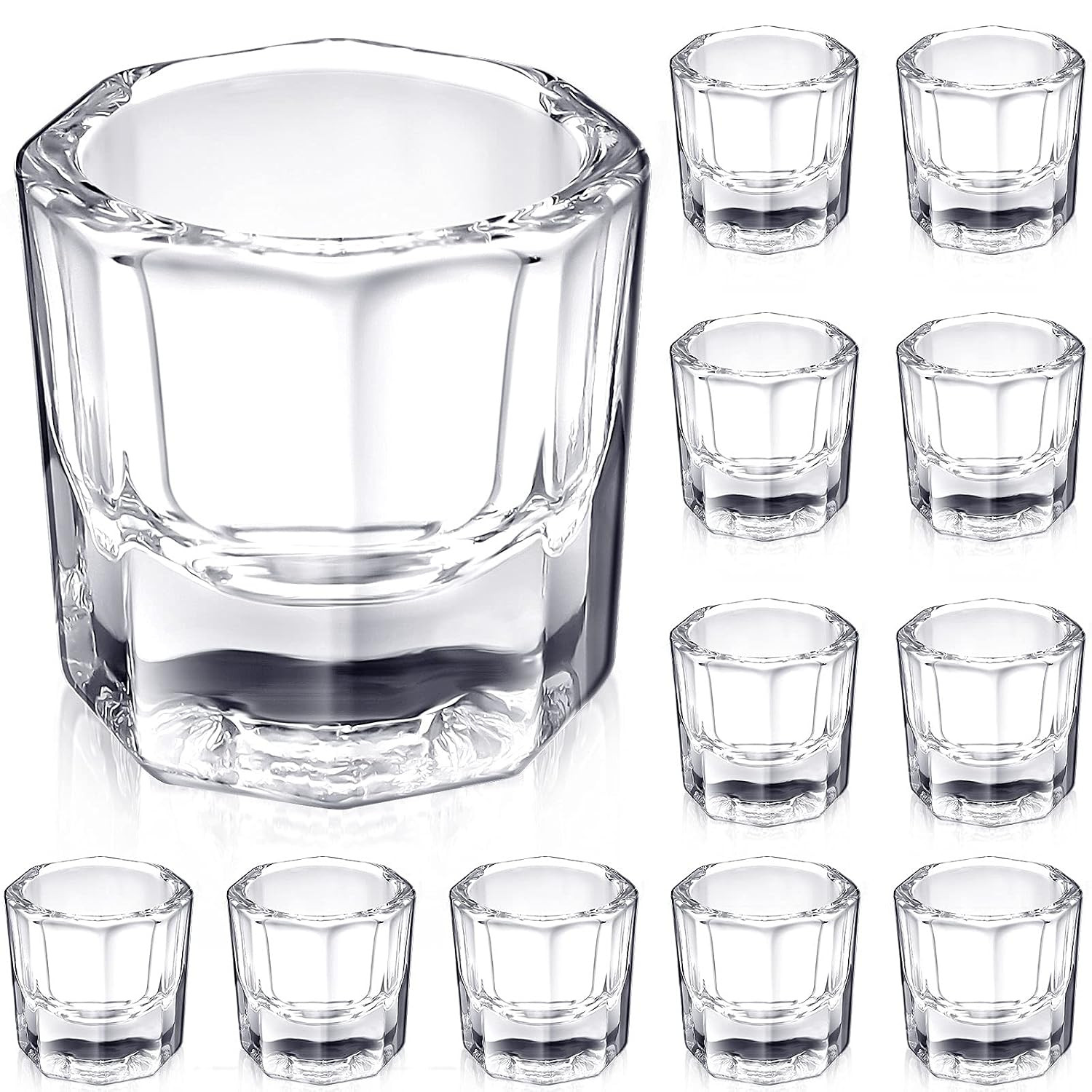 12 Pieces Dappen Dishes for Acrylic Nails Monomer Liquid Powder Glass Cups Clear