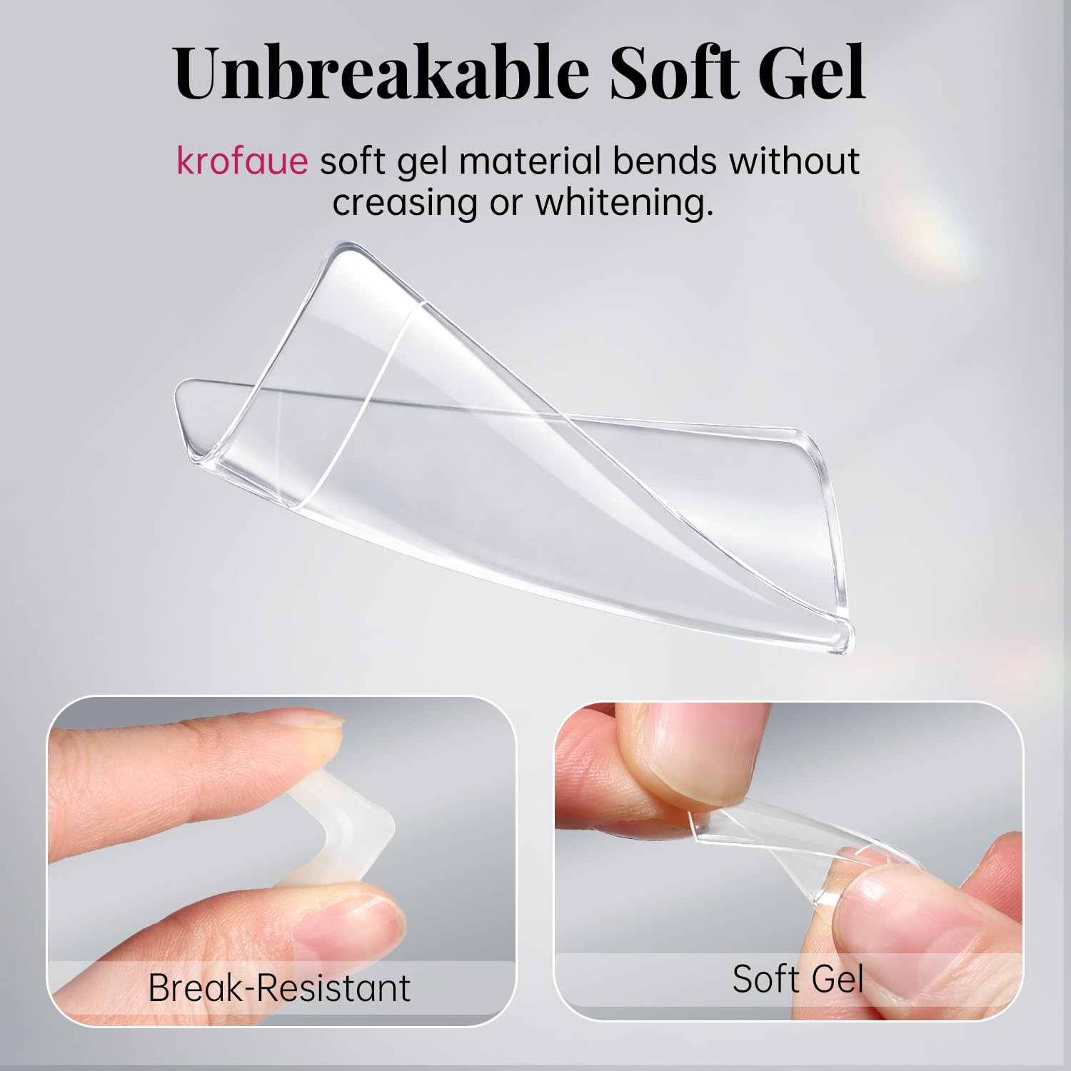 240PCS Almond Nail Tips, Soft Gel Clear False Nails, 12 Sizes | No