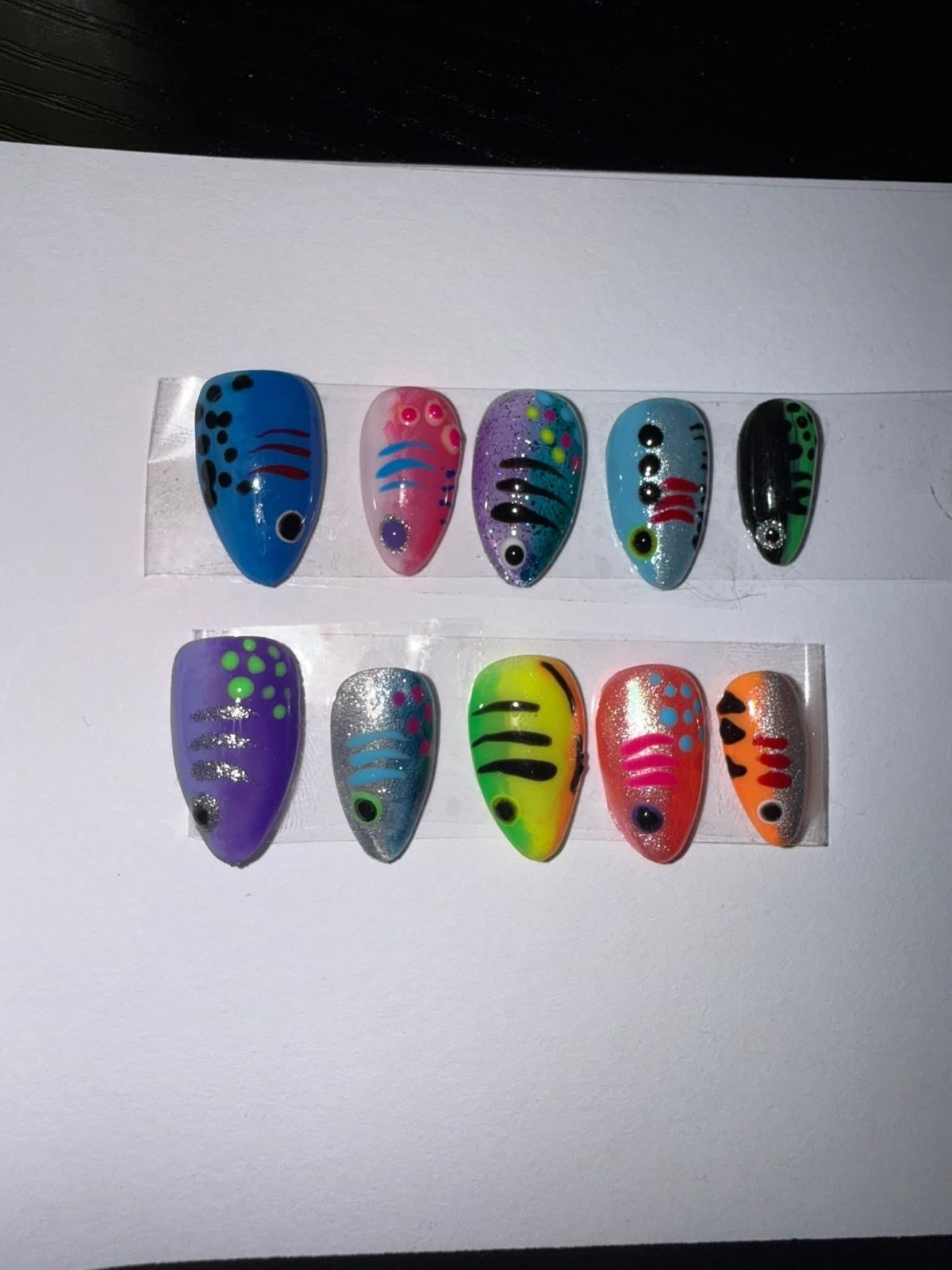 Hand Painted One-of-a-Kind Press On Nails | Custom Artificial Fingernails |…