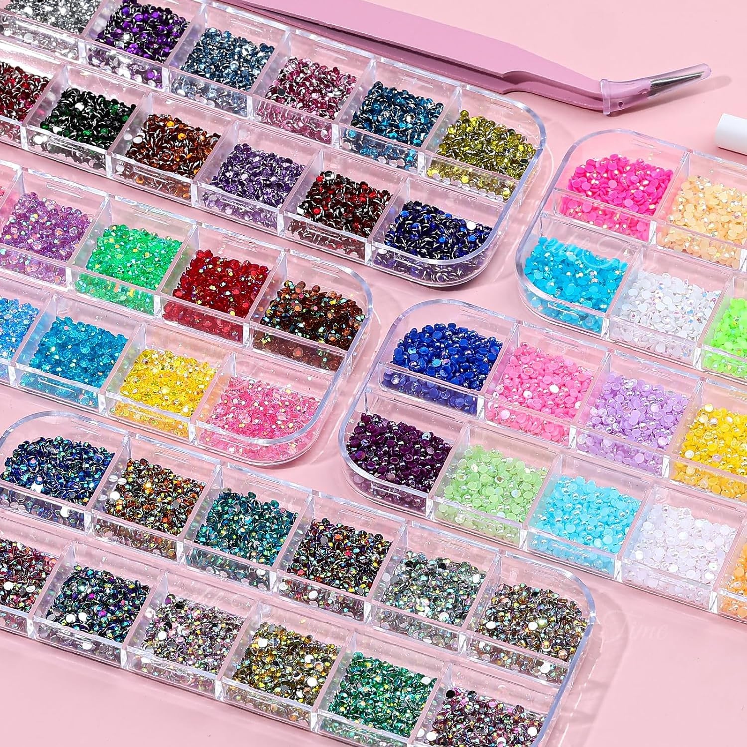 20000pcs 2mm Sparkling Crystal Nail Rhinestones Kit with Tools for Glamorous Art