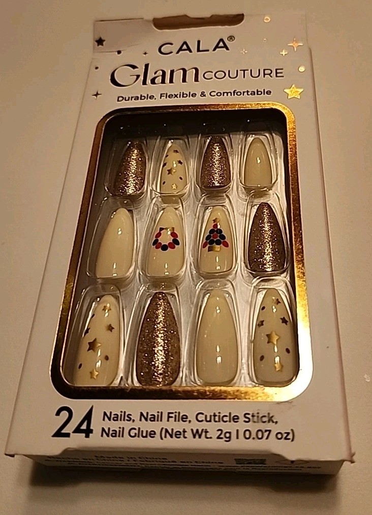 Cala Glam Couture Nails Size Medium 87791 Nails File Cuticle Stick And Glue NIP