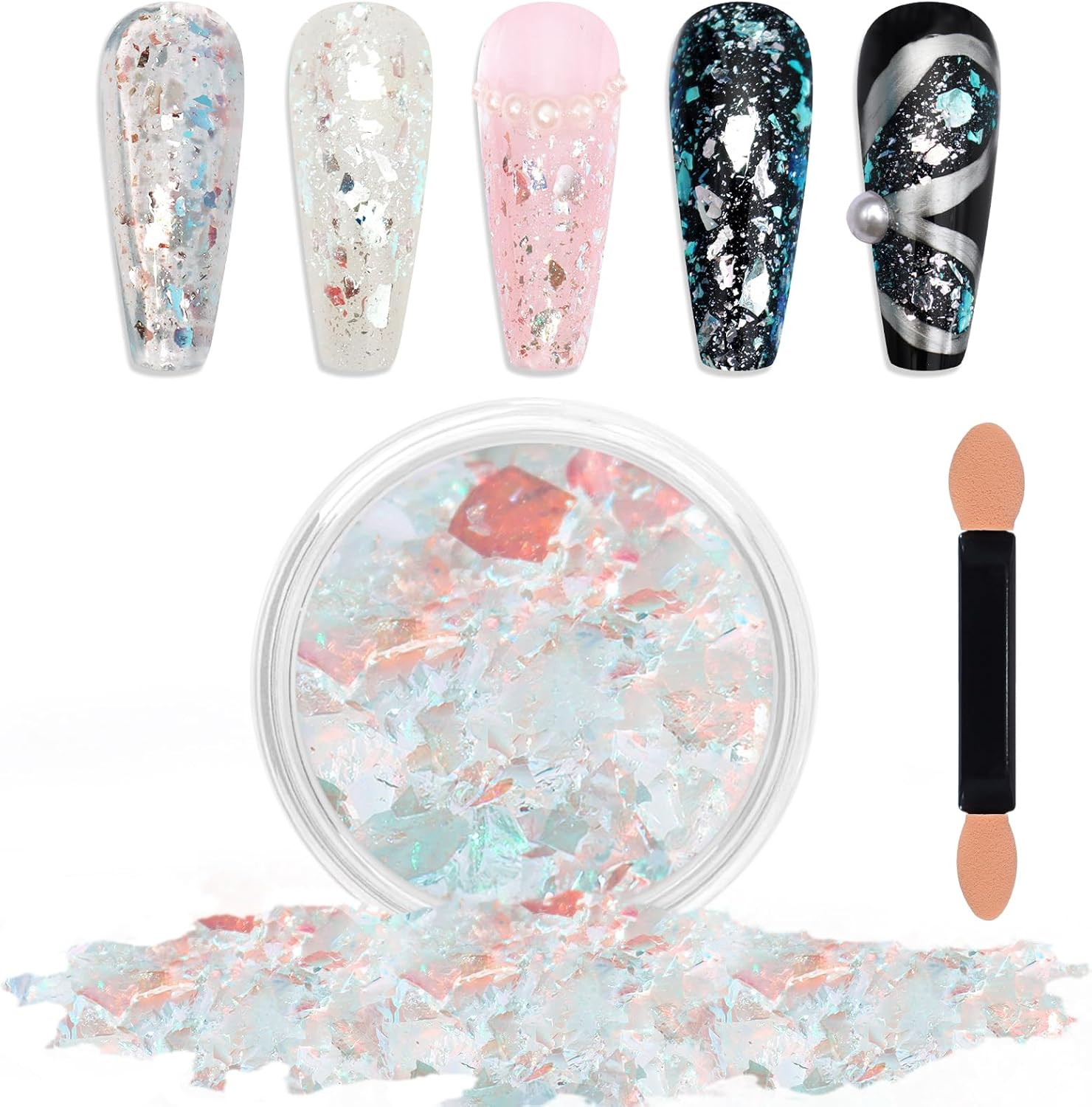 Blue Green Chameleon Flakes Nail Glitter Irregular Opal Nail Foil Flakes Chunky