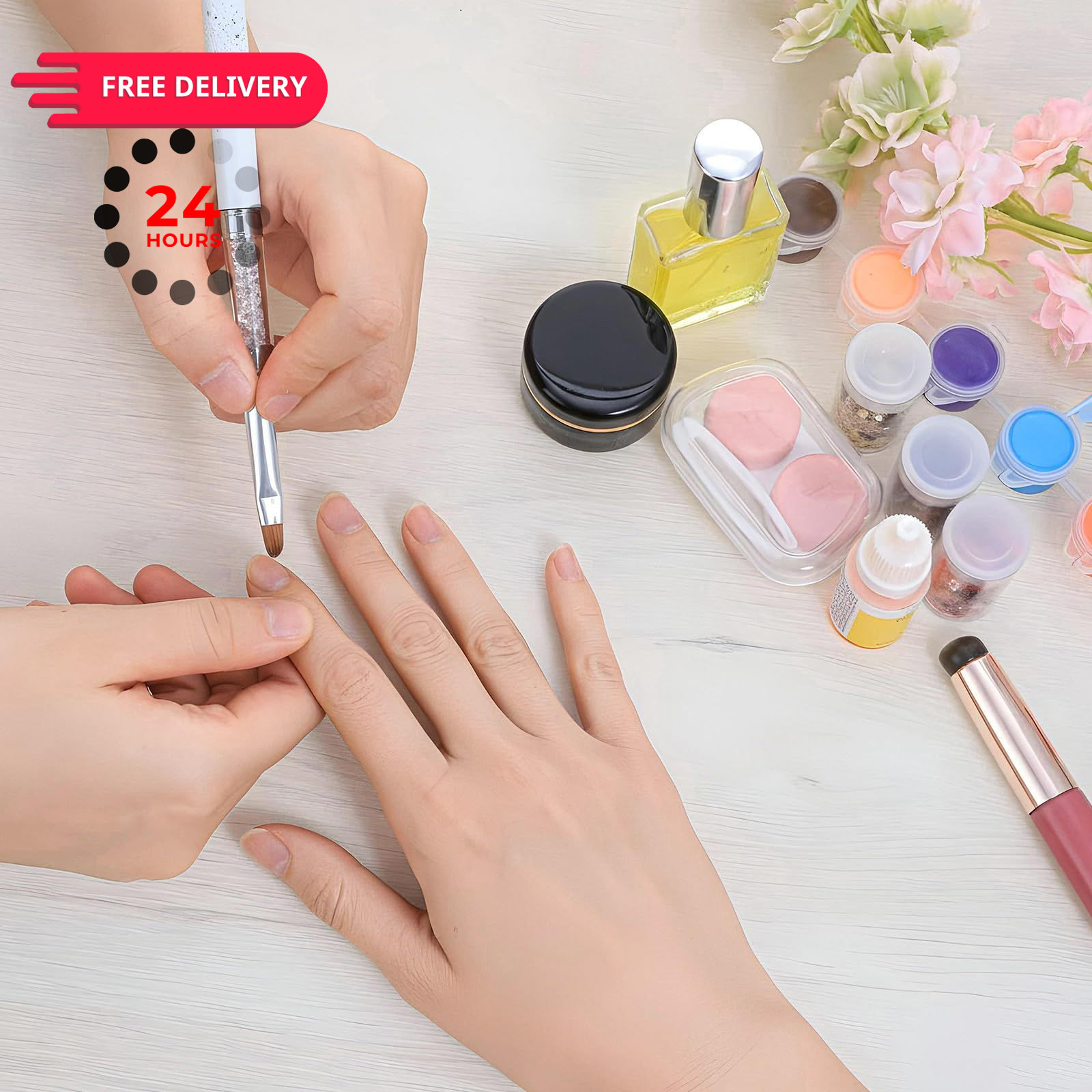 Shimmeroo Dual Ended Builder Gel Brushes for Nails,Fine Hard Brush White