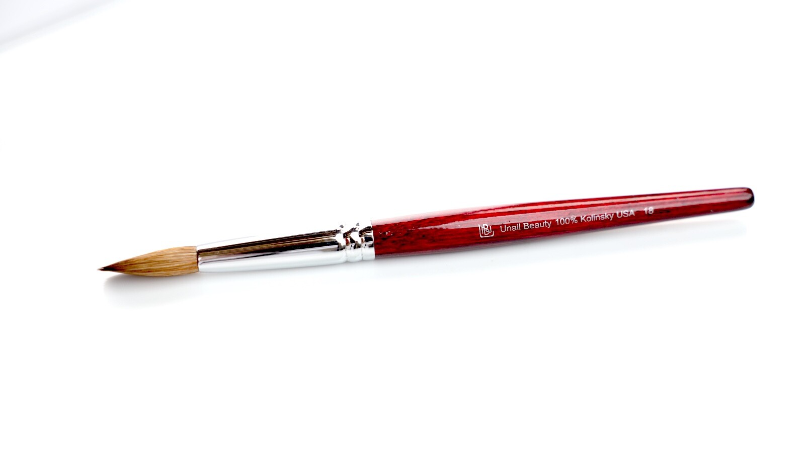 Authentic Unailbeauty 100% Kolinsky Acrylic Nail Brush Round Wood Handle Size#18