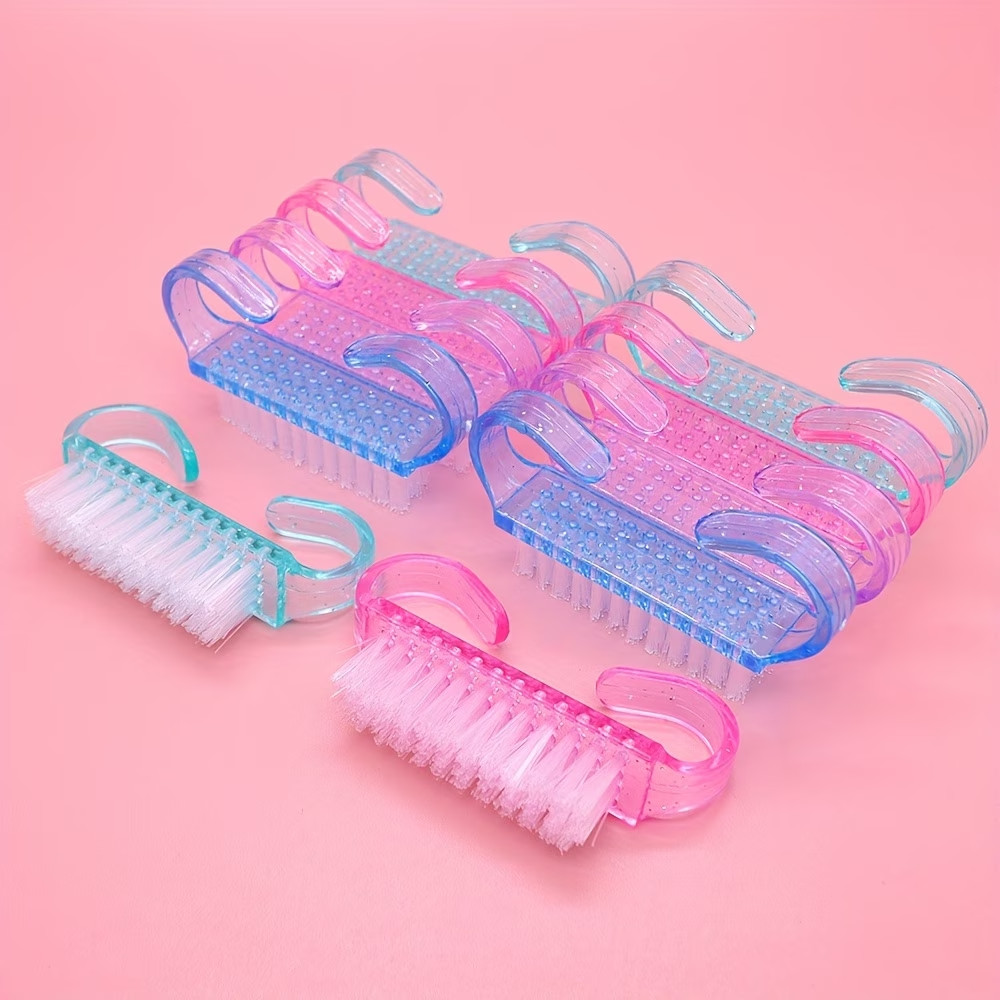 10pcs Nail Art Cleaning Brushes – Acrylic Nail Dust Remover Tools Multi-Color.