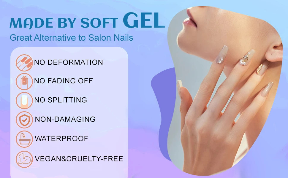 24Pcs Set French Tip Press On Nails Short Oval 3D Gel Flower Ladybug Polka Dot