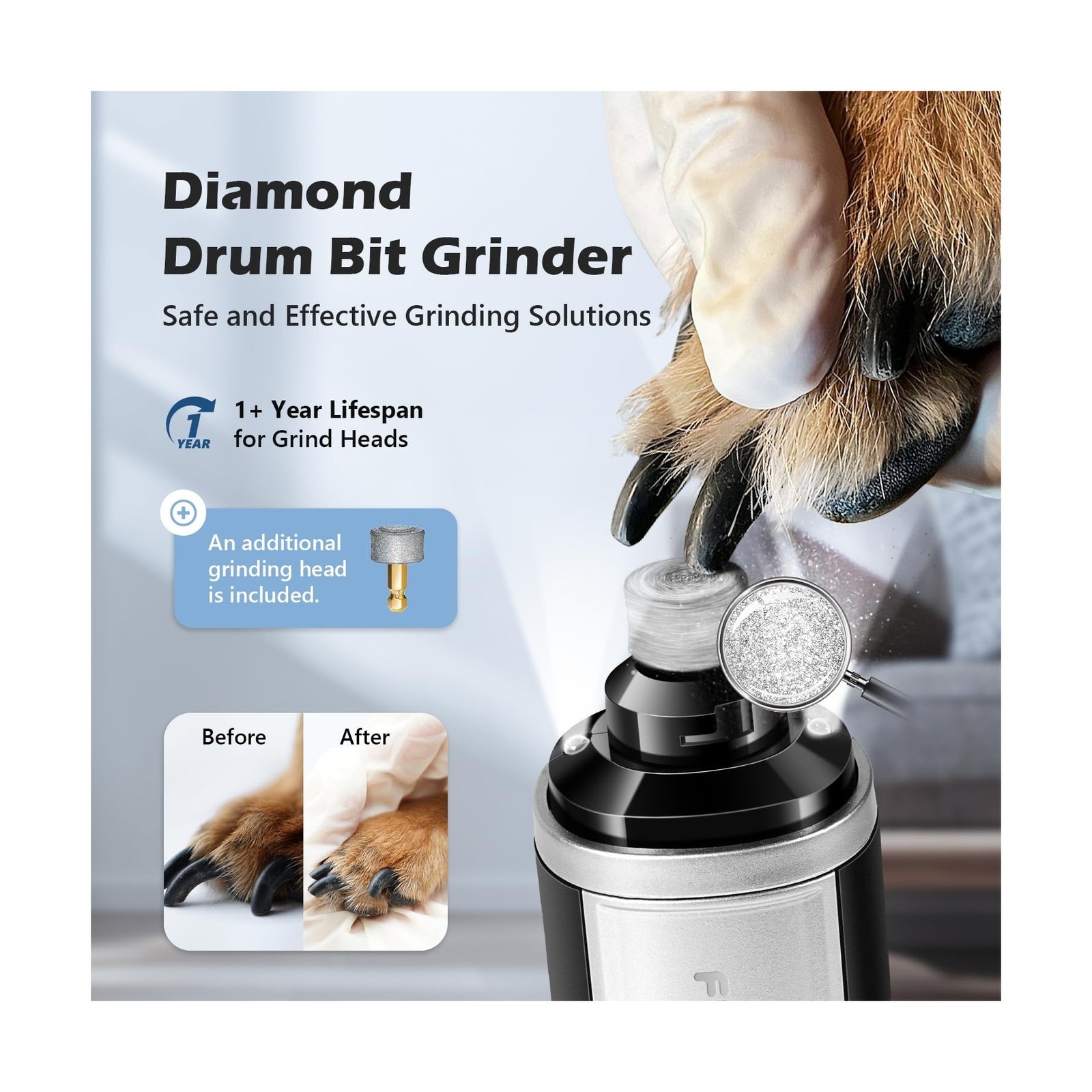 Dog Nail Grinder, Nail Clippers with LED Light, USB Rechargeabl… FAST USA SHIP
