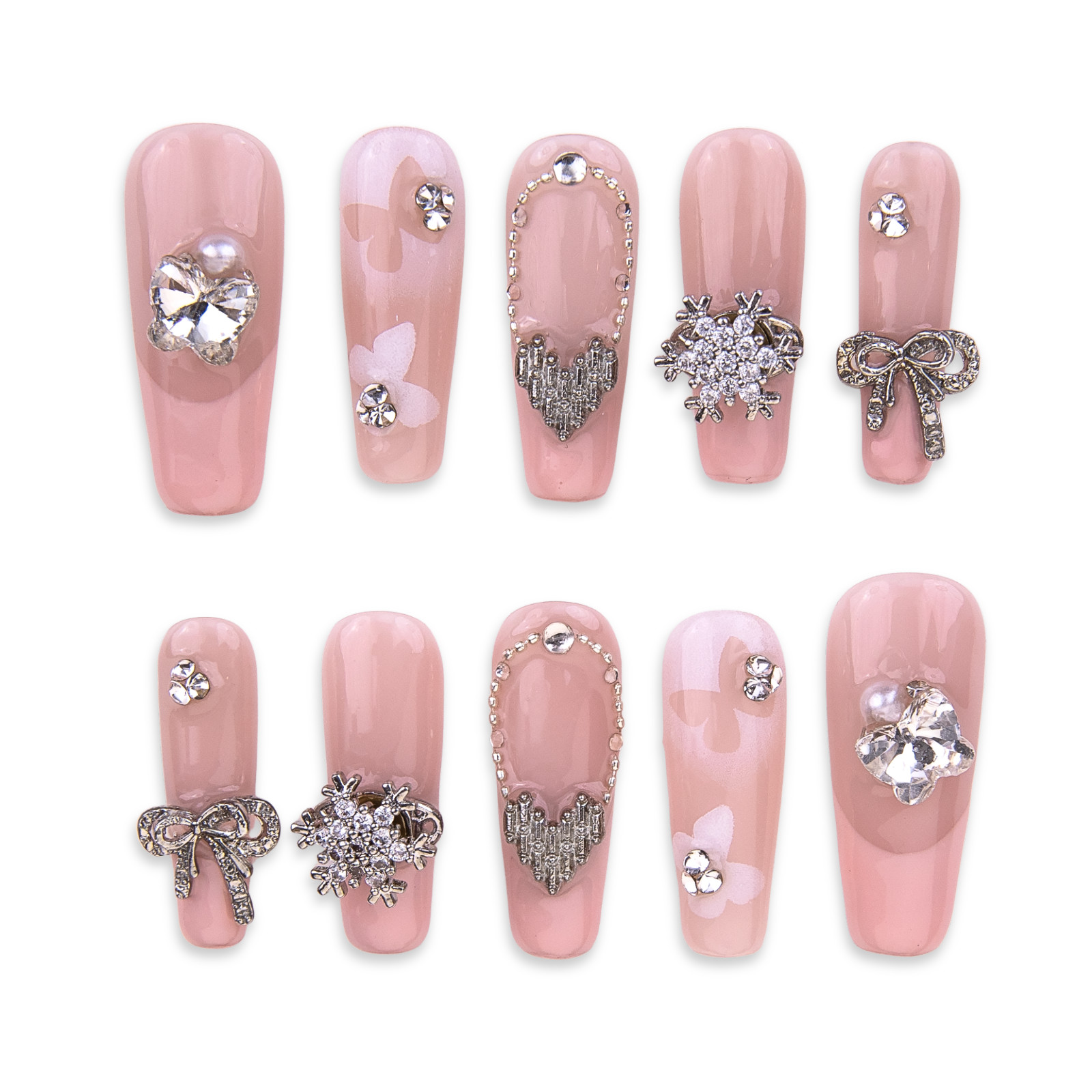 SIYOU | Fairy Space | (Long Coffin) Pink Press-On Nails (10pc Kit)