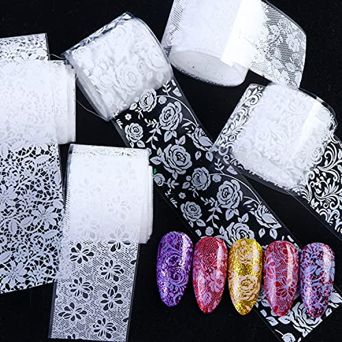 10 Rolls Lace Nail Art Foil Transfer Sticker Sexy Nail Foil Stickers Decals