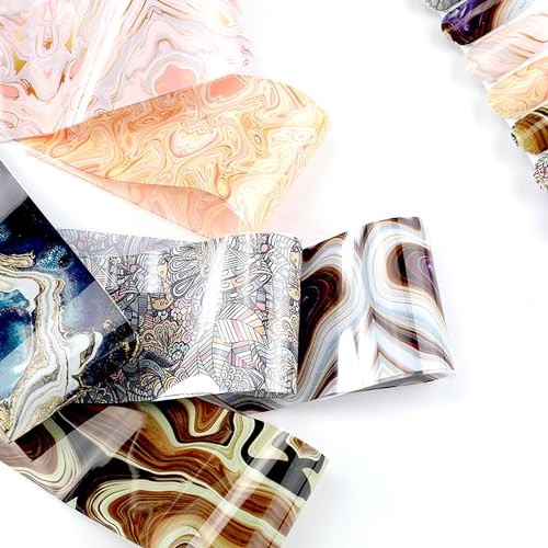 KAAGEE 10 Rolls Retro Nail Foil Holographic Foils Paper 2# Boho&marbe Style