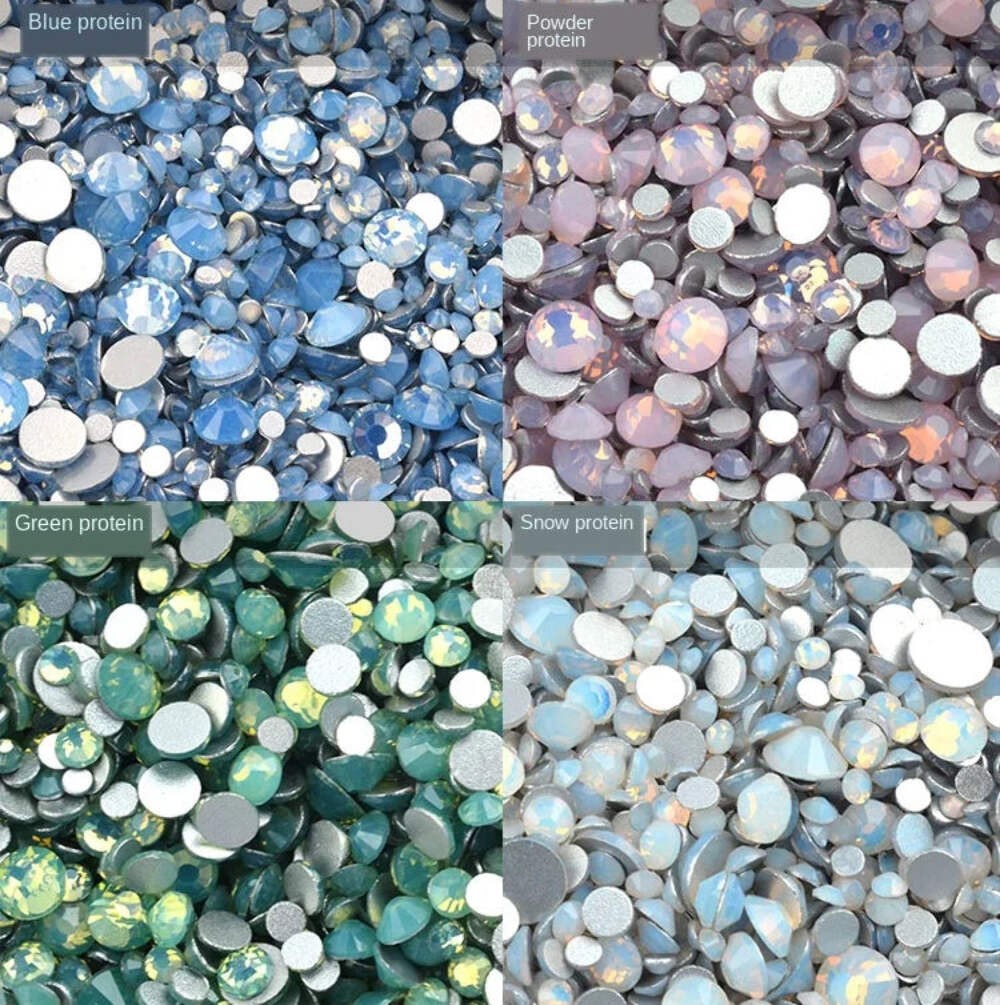 Shiny SS4-SS20 Mixed Size Opal Stones Nail Art Decorations Glass Flat Back Rhine