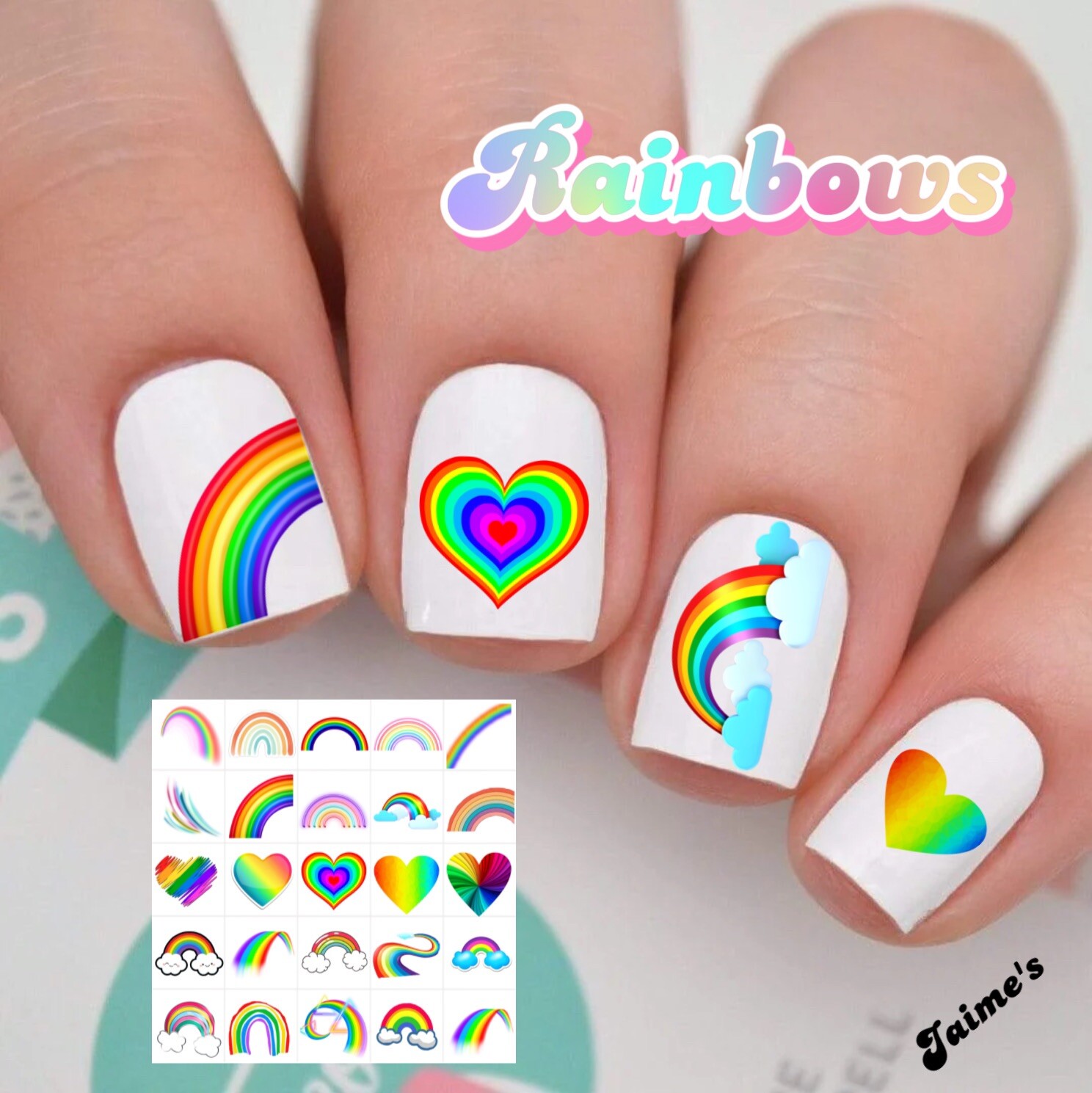 Rainbows Waterslide Nail Decals Set Of 50 Instructions & Bonus