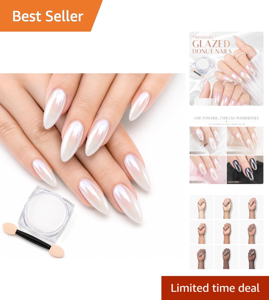White Pearl Mirror Effect Nail Powder – Luxurious Iridescent Shine for Gel Nails