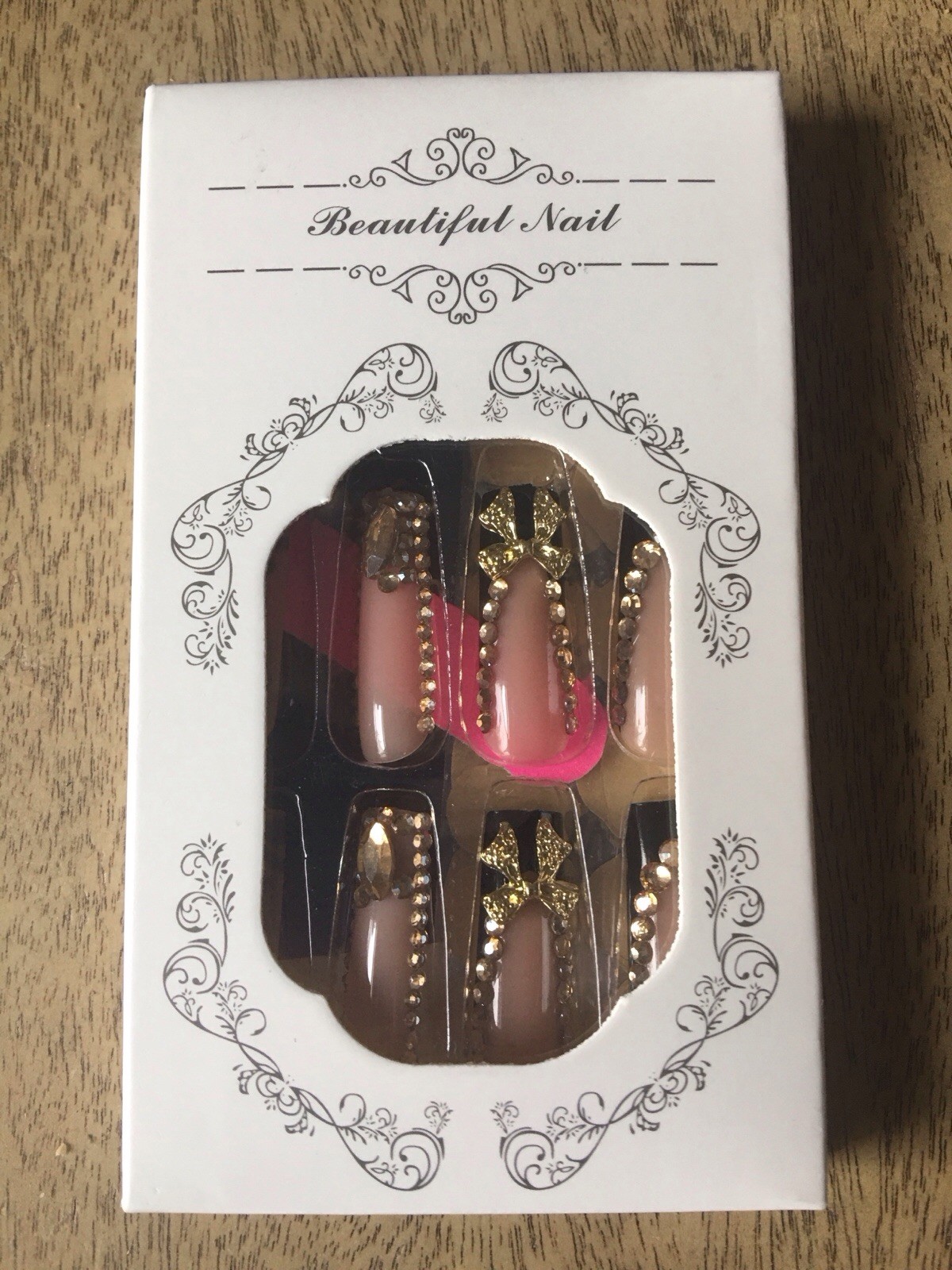 Beautiful Nail PAP 20 Raccolta Carta-pVC-3 Bowtie Chain Pink Black