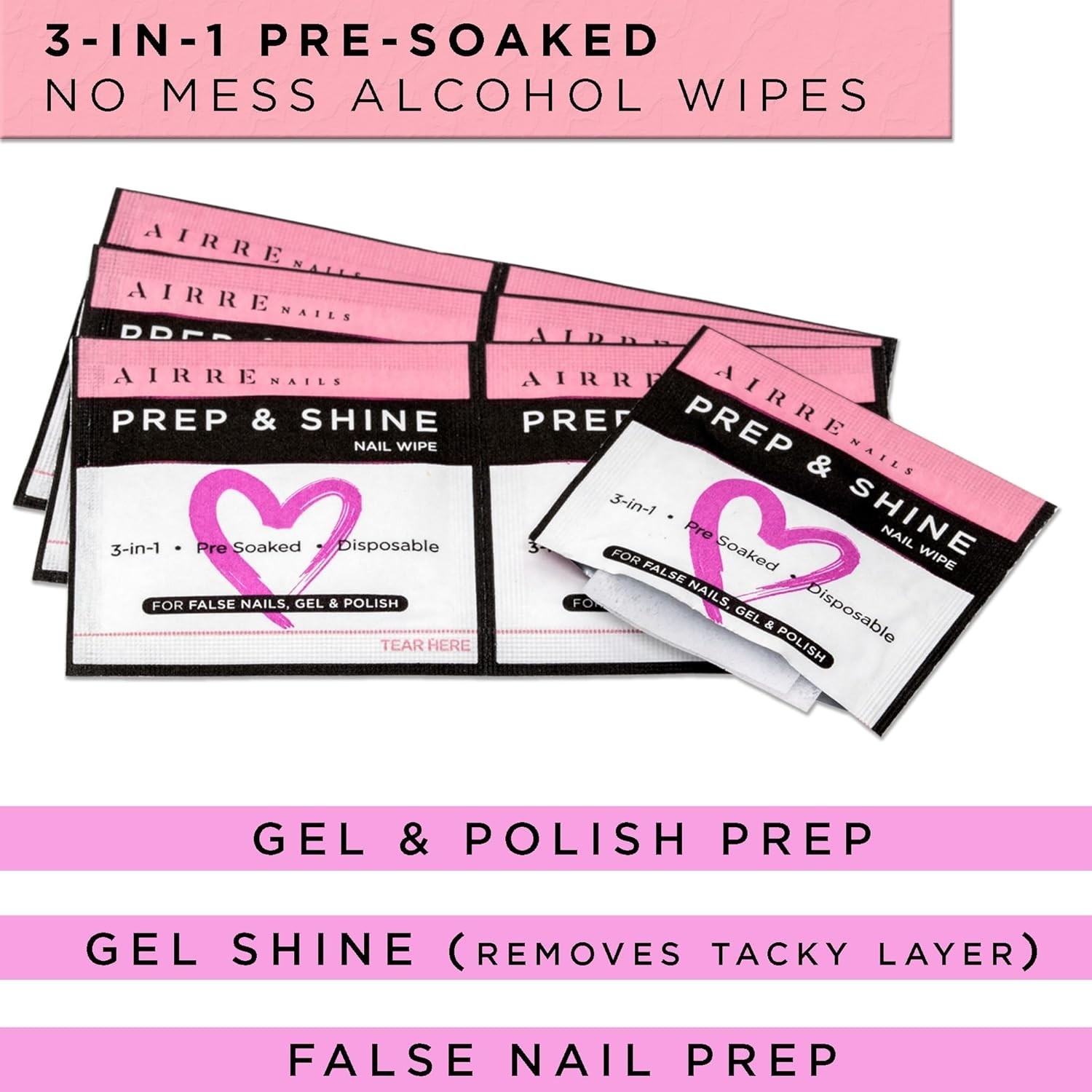 Essential 50-Count Nail Prep Wipes – Alcohol Formula for Smooth Gel Application
