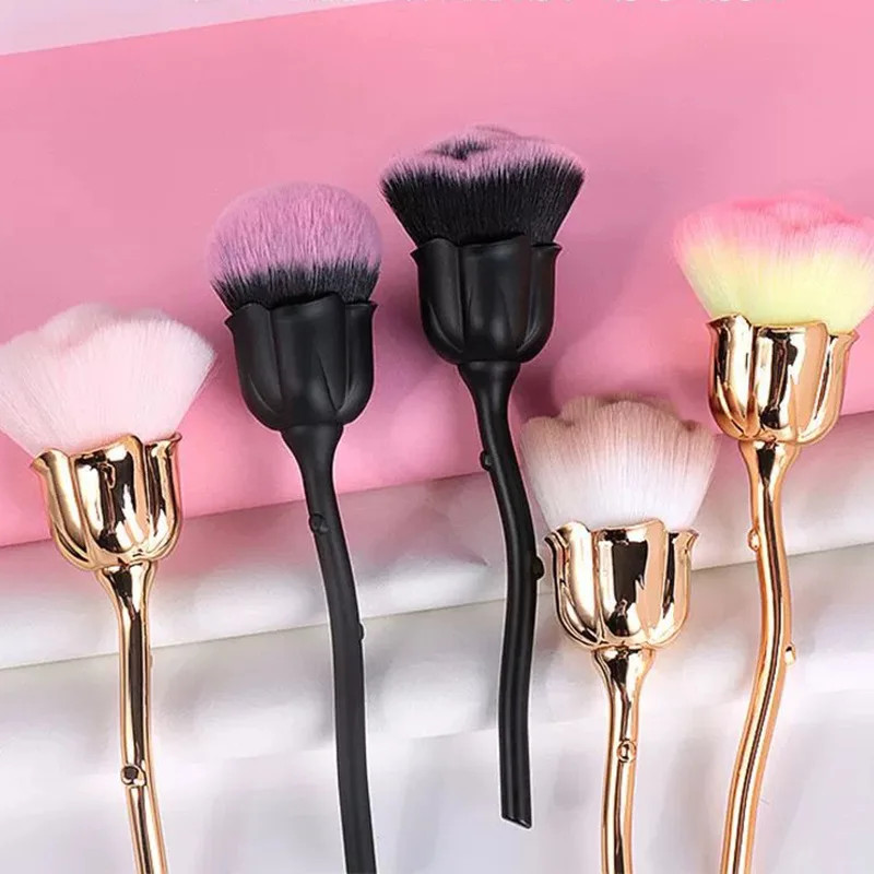 Flower Rose Nail Art Brush Remove Nail Dust Brushes Acrylic UV Gel Polish Powder