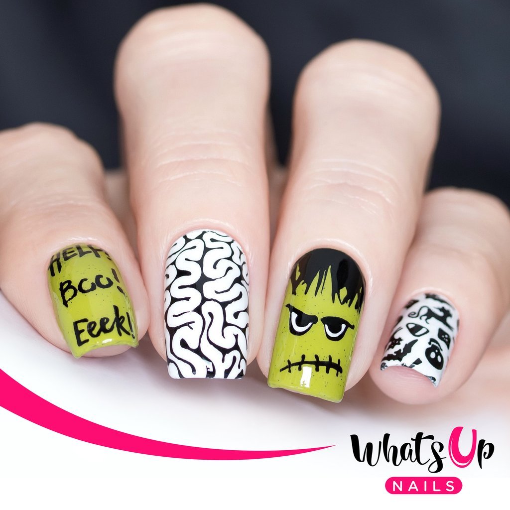 B036 Eeks and Screams Stamping Plate For Stamped Nail Art Design