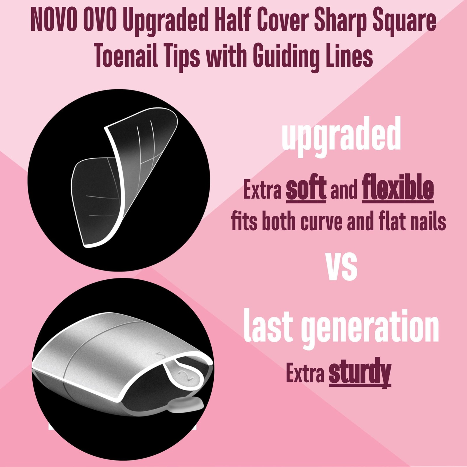 Upgraded Flexible Half Cover Soft Gel Fake Toe Nail Tips with Auxiliary Line …