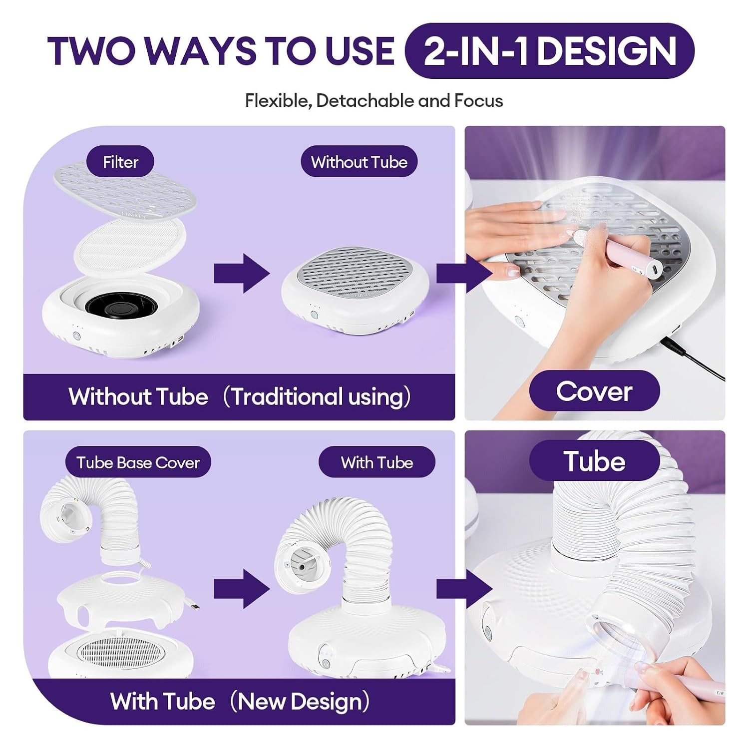 Versatile Nail Dust Collector with Built-in LED Light & Custom Suction Control