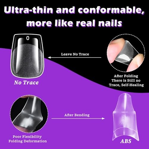 360pc Extra Short Coffin Nail Tips Clear Fake Nails XS Short Coffin XS Coffin