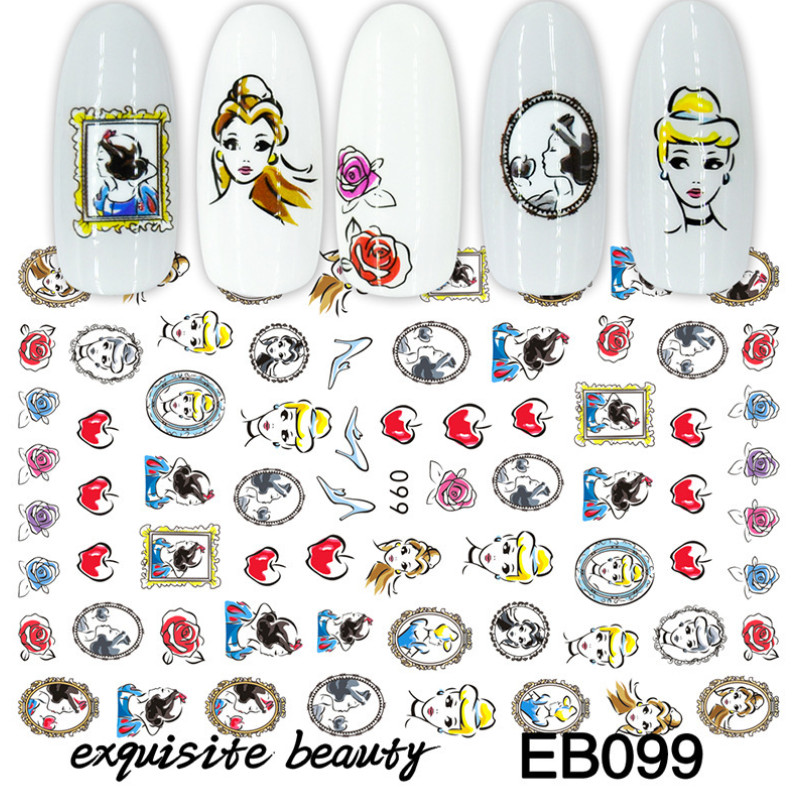 3D Disney Princess Barbie Frozen Nail Art Stickers Self-Adhesive NH26