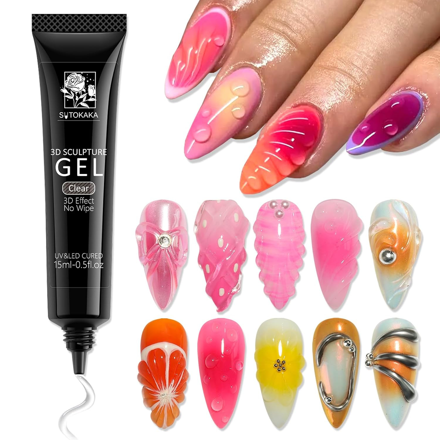 3D Gel Nail Art, 15G Clear Sculpting Gel Glue for Carving, Molding