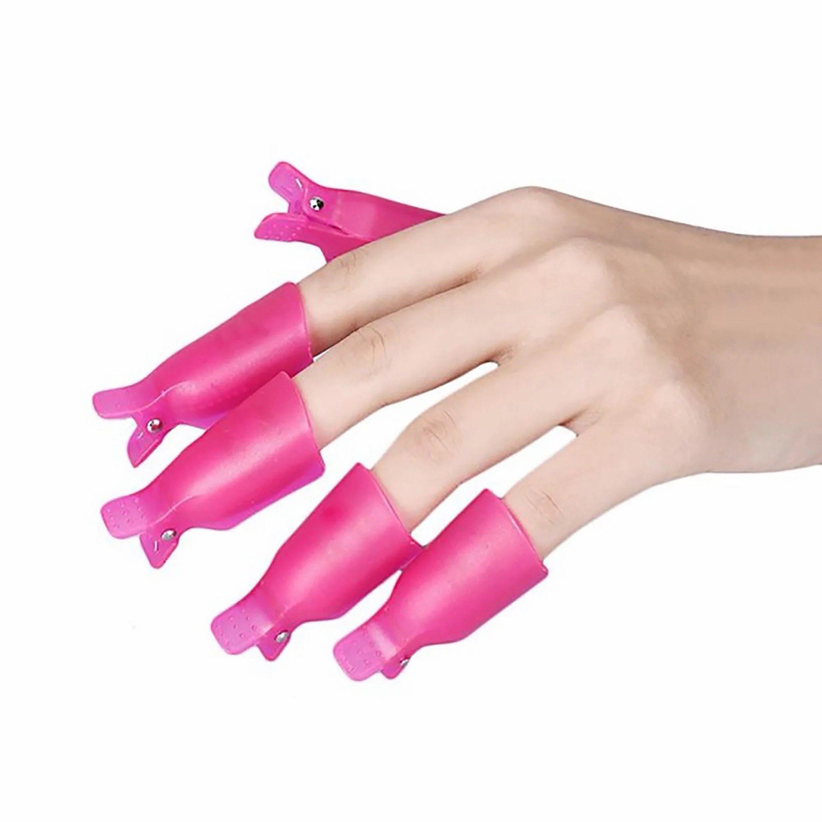 Pueen Soak Off Reusable Pink Nail Clips 10 Count for Gel Polish