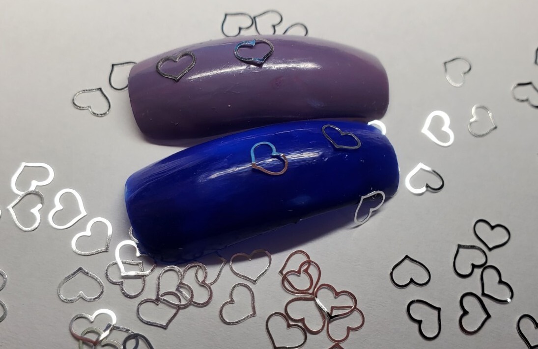 20pc Tiny metal silver heart nail charms, small craft hearts, bendable to shape