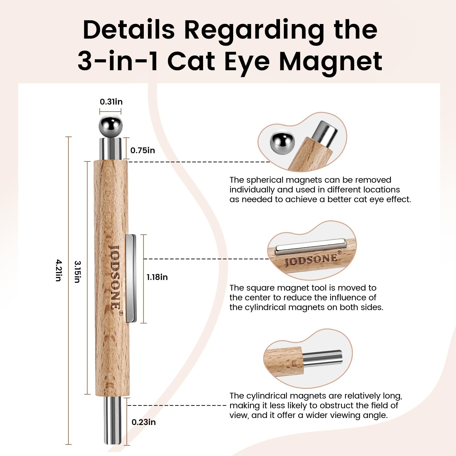 3-in-1 Cat Eye Magnet for Nails, Cylindrical & Square Magnets Nail Art Pens,M…