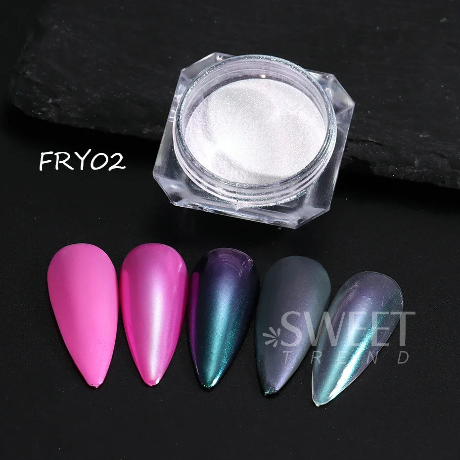 2pcs Rainbow Mirror Nails Glitter Powder Mermaid Unicorn Chrome Pigment Aurora