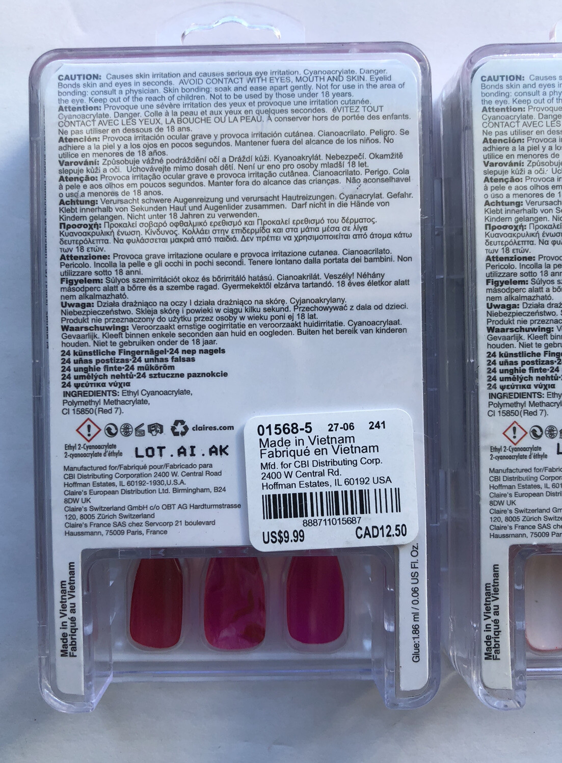 Claire’s False Fake Nail Kits Lot Of 4 Total New