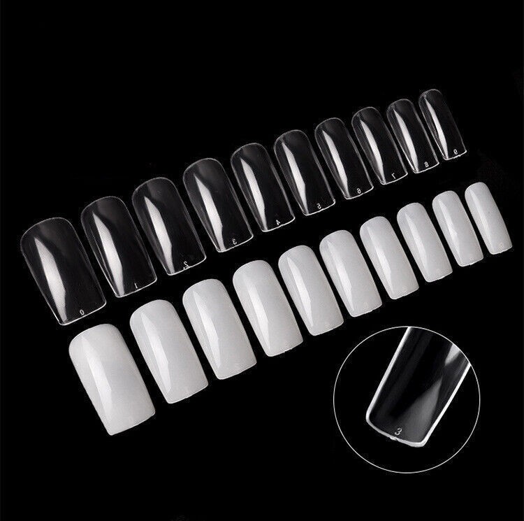 500Pcs French Half Cover Artificial False Square Nails Tips Acrylic UV Gel Clear