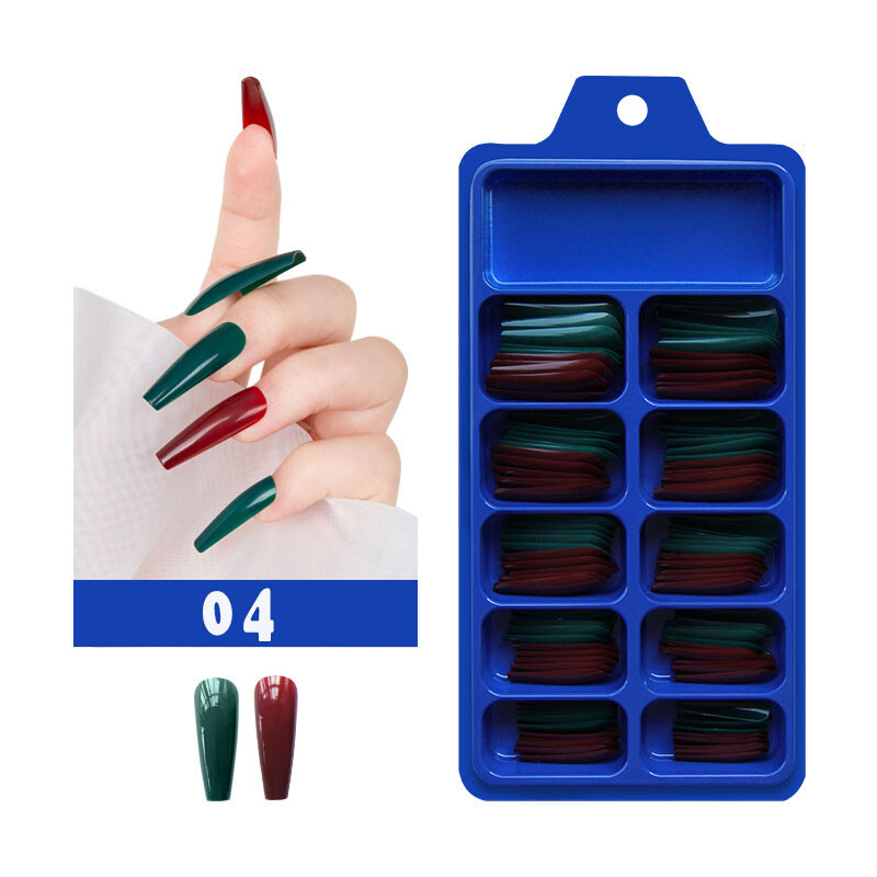 100PCS False Nails Art Tips Long Artificial Fake Stick On Full Cover Reusable