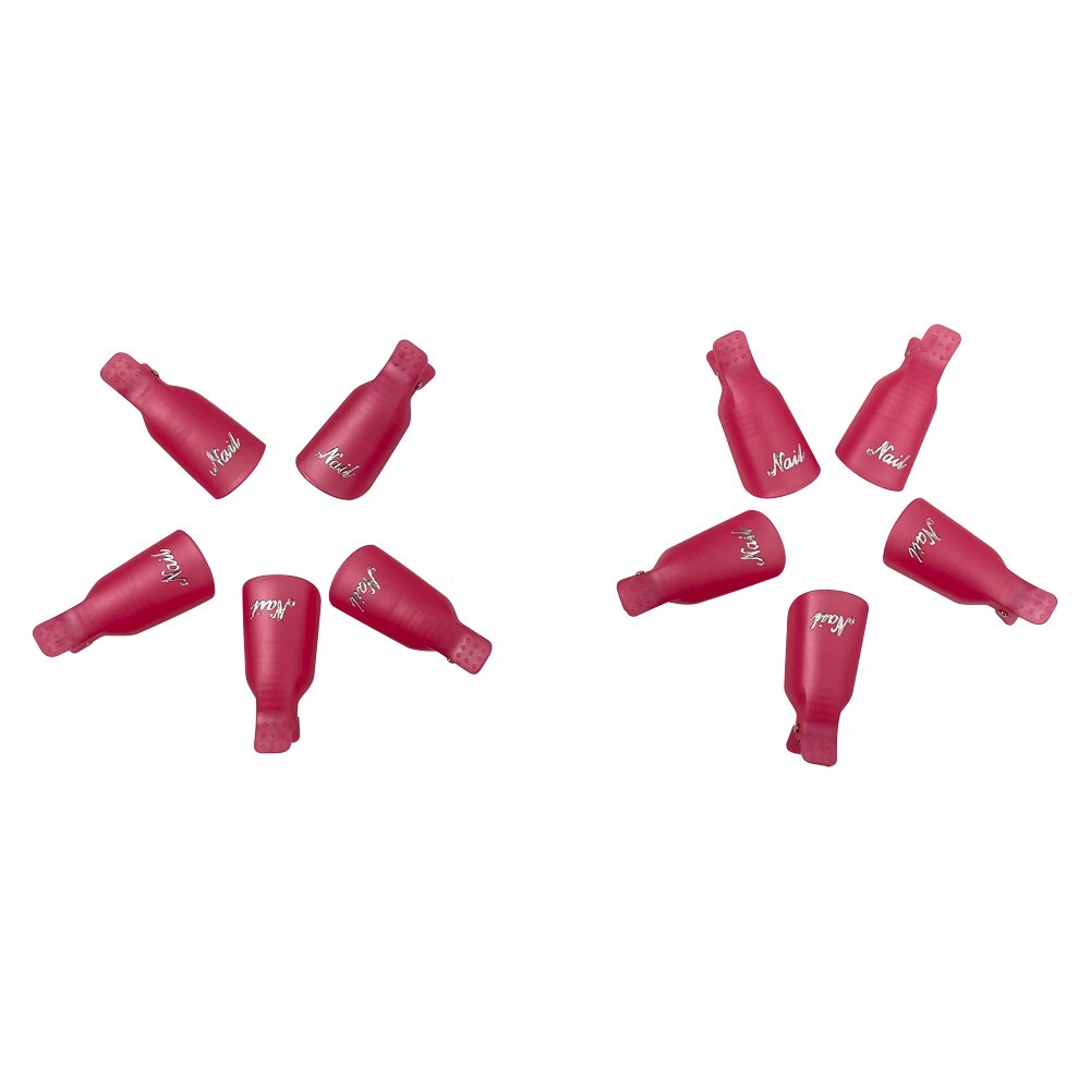 Pink Nail Removers Kit (Box of 10) Plastic Nail Gel Art Soak Off Remove Clip Cap
